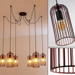 Suspension Gresso Noir, 6 lumières