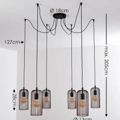 Suspension Gresso Noir, 6 lumières