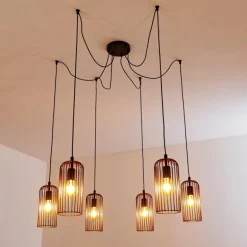 Suspension Gresso Noir, 6 lumières