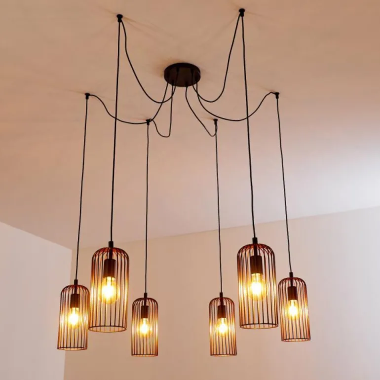 Suspension Gresso Noir, 6 lumières