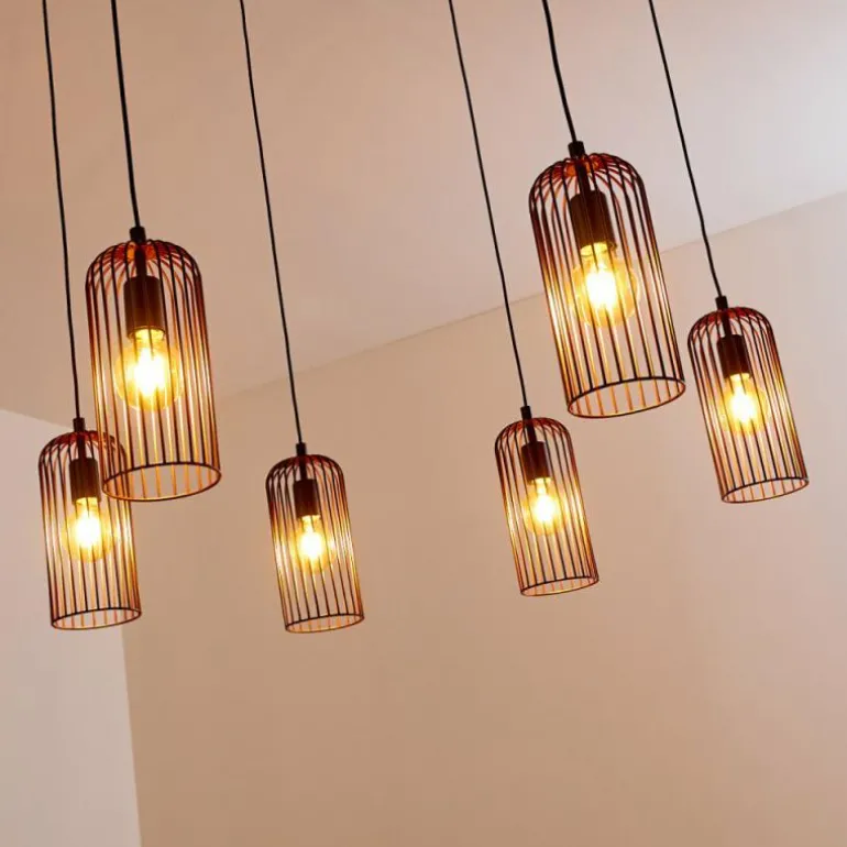 Suspension Gresso Noir, 6 lumières