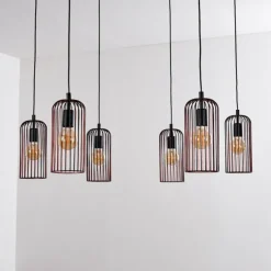 Suspension Gresso Noir, 6 lumières