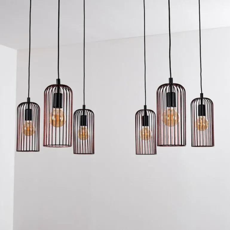 Suspension Gresso Noir, 6 lumières