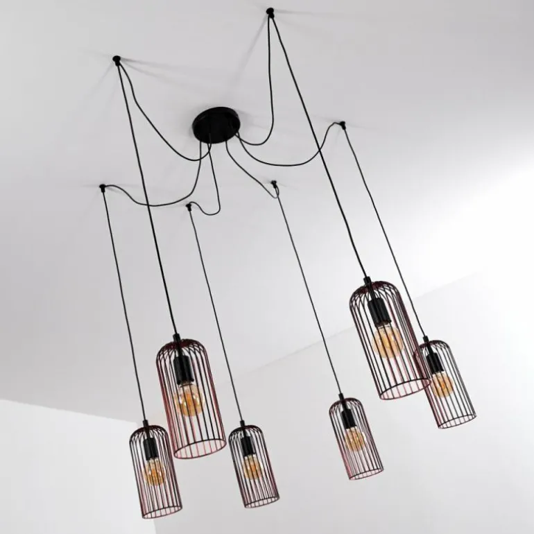 Suspension Gresso Noir, 6 lumières