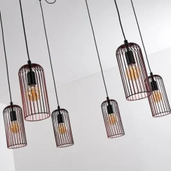 Suspension Gresso Noir, 6 lumières