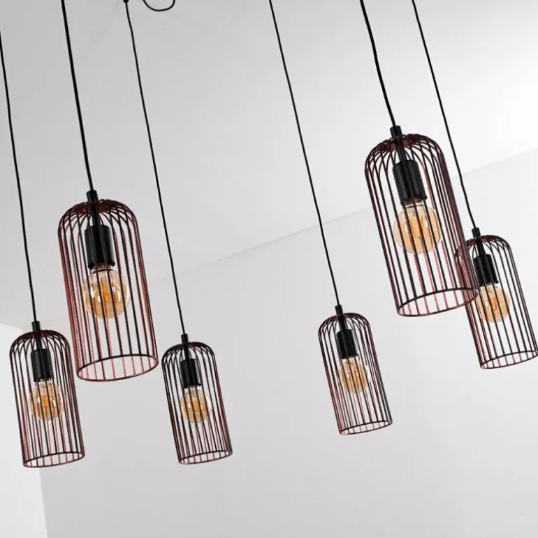 Suspension Gresso Noir, 6 lumières