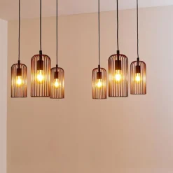 Suspension Gresso Noir, 6 lumières