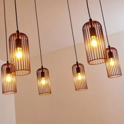 Suspension Gresso Noir, 6 lumières