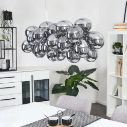 Suspension Guabas Chrome, 8 lumières