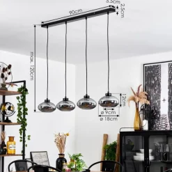 Suspension Haikala Noir, 4 lumières