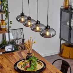 Suspension Haikala Noir, 4 lumières