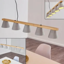 Suspension Halltorp Bois clair, Noir, 5 lumières