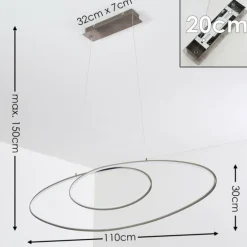 Suspension Harpeth LED Nickel mat, 1 lumière