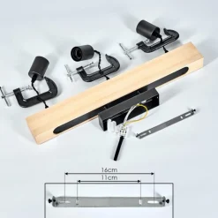 Suspension Hautahi Bois clair, Noir, 3 lumières