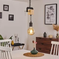 Suspension Hautahi Bois foncé, Noir, 1 lumière