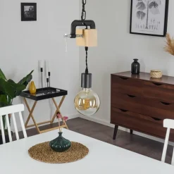 Suspension Hautahi Bois foncé, Noir, 1 lumière