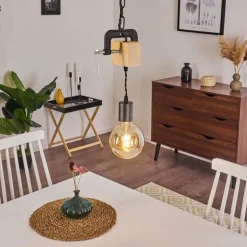 Suspension Hautahi Bois foncé, Noir, 1 lumière