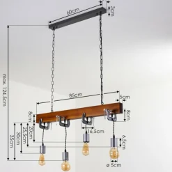 Suspension Hautahi Bois foncé, Noir, 4 lumières