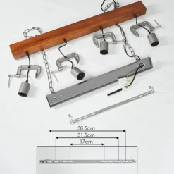Suspension Hautahi Bois foncé, Noir, 4 lumières