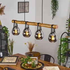 Suspension Hocker Écru, Noir, 4 lumières