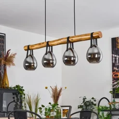 Suspension Hocker Écru, Noir, 4 lumières