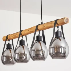 Suspension Hocker Écru, Noir, 4 lumières