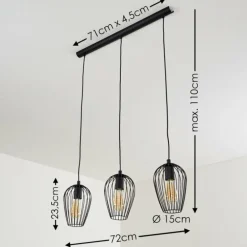 Suspension Hodges Noir, 3 lumières