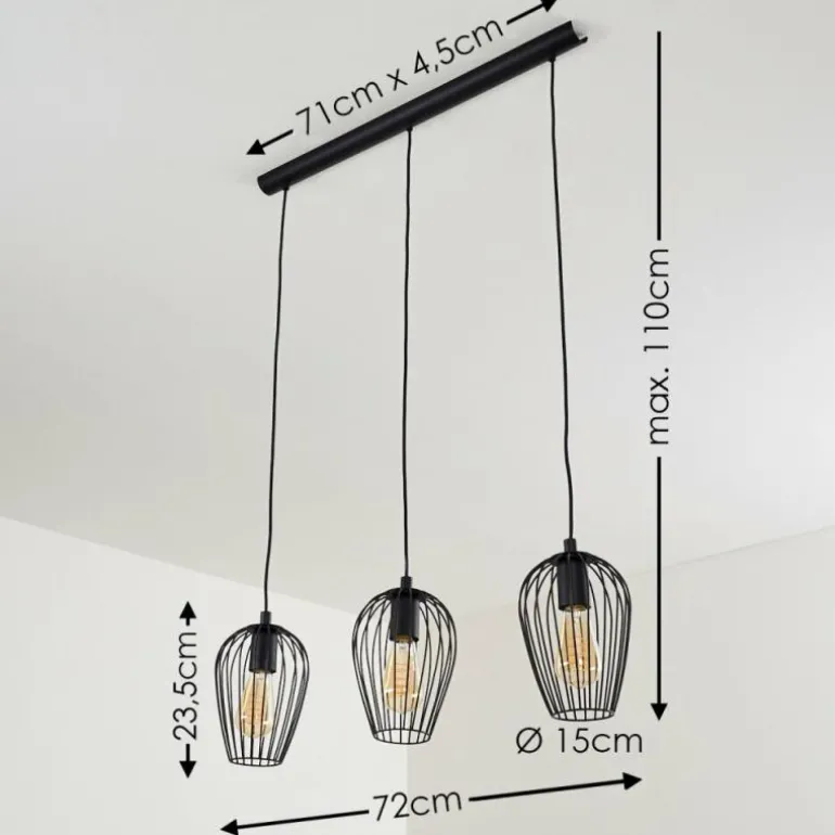 Suspension Hodges Noir, 3 lumières