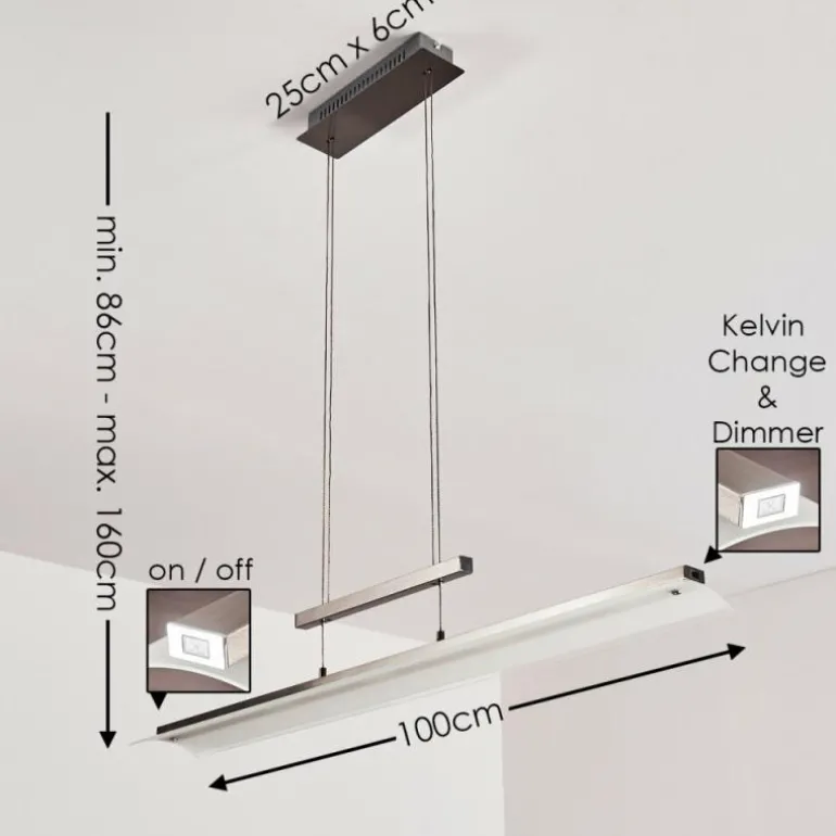 Suspension Hogana LED Acier inoxydable, 5 lumières