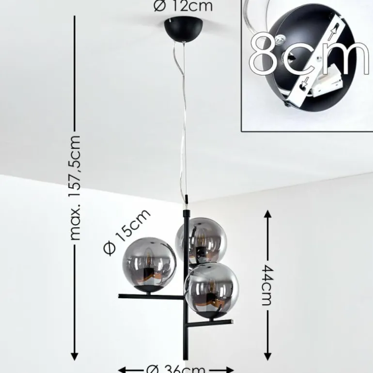 Suspension Hogatza Noir, 3 lumières