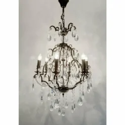 Suspension Holländer CRISTALLO Anthracite, 6 lumières