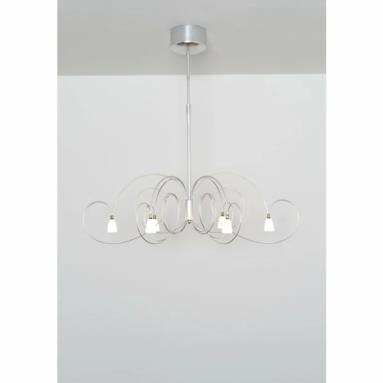 Suspension Holländer ROSASPINA OVAL Argenté, 6 lumières