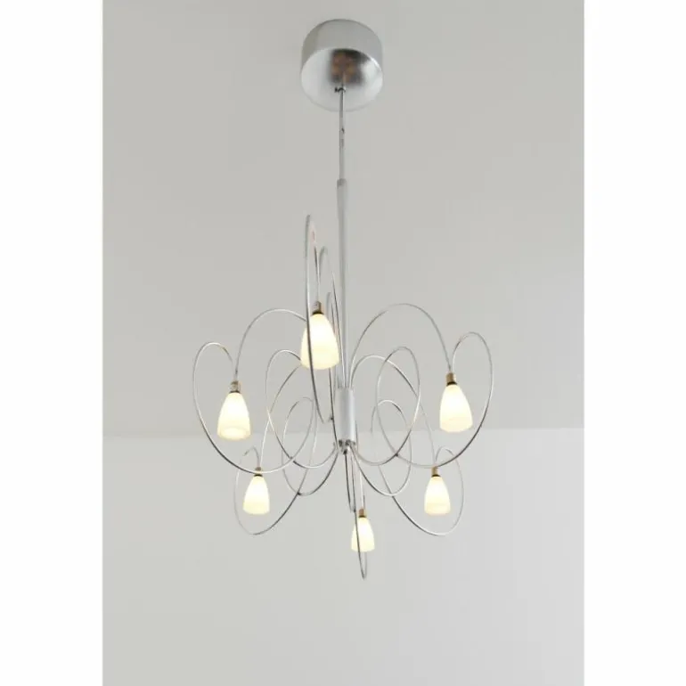 Suspension Holländer ROSASPINA OVAL Argenté, 6 lumières