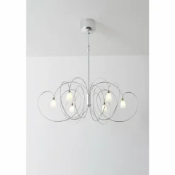 Suspension Holländer ROSASPINA Argenté, 6 lumières