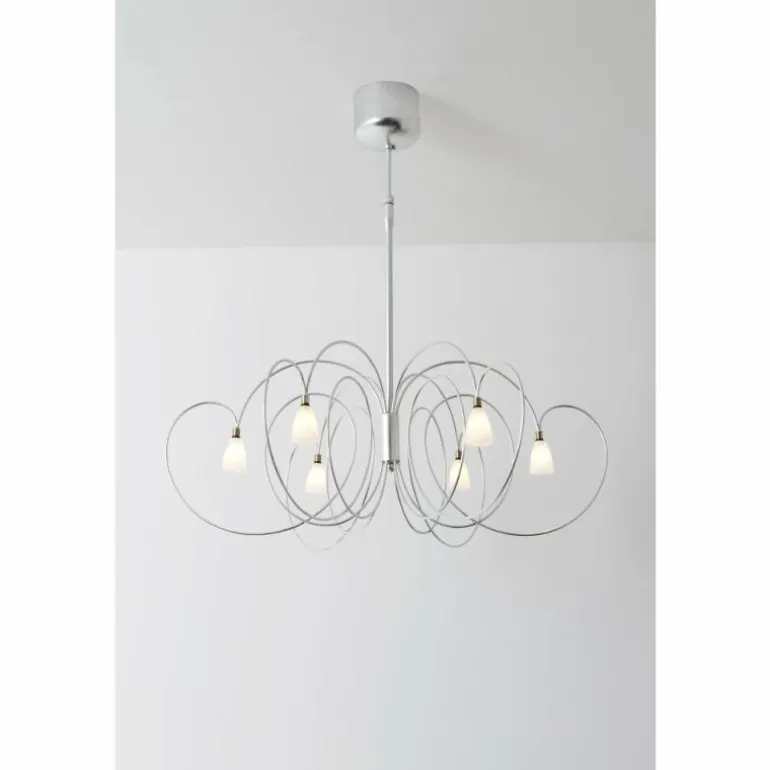 Suspension Holländer ROSASPINA Argenté, 6 lumières