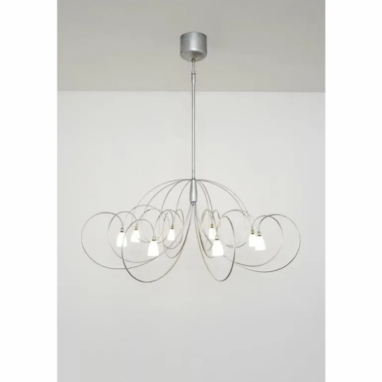 Suspension Holländer ROSASPINTA GROSS Argenté, 8 lumières