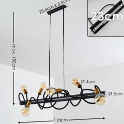 Suspension Hovslund Noir doré, 6 lumières