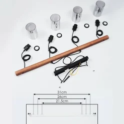 Suspension Hunouri Bois foncé, Noir, 4 lumières