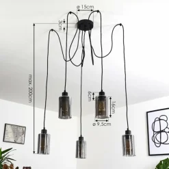 Suspension Hunouri Noir, 5 lumières