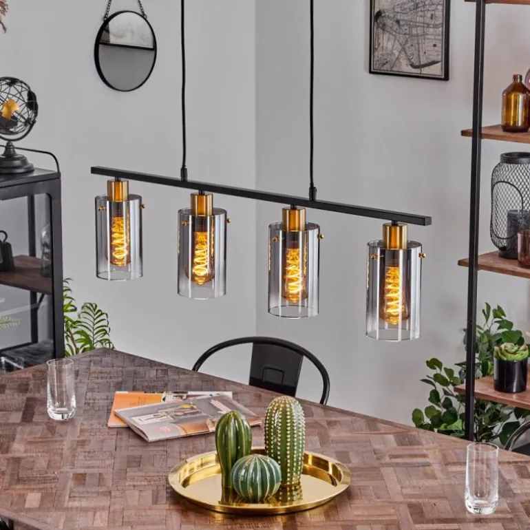 Suspension Hunouri Noir, 4 lumières