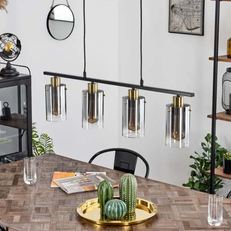 Suspension Hunouri Noir, 4 lumières