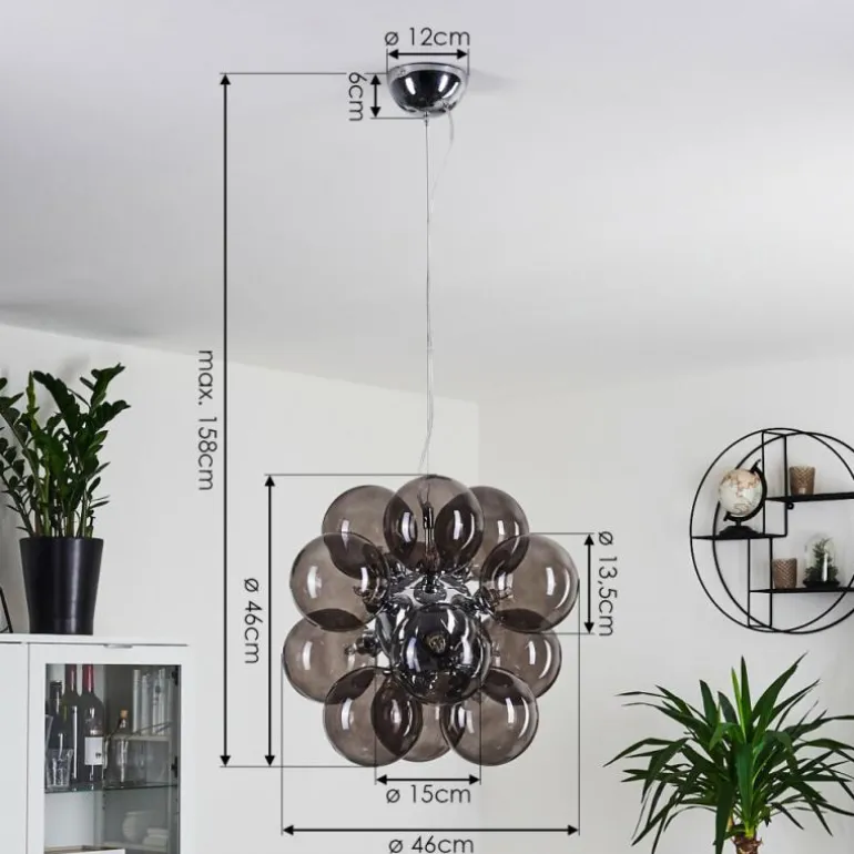 Suspension Hyco Chrome, 12 lumières