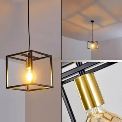 Suspension Ibusuki Or, Laiton, Noir, 1 lumière