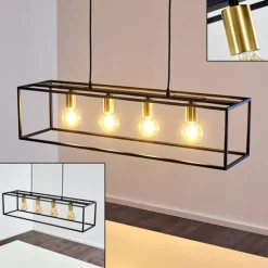 Suspension Ibusuki Or, Laiton, Noir, 4 lumières