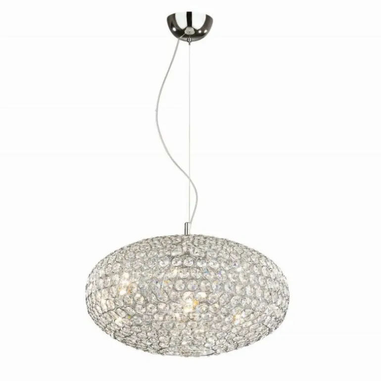 Suspension Ideal Lux ORION Chrome, Aspect cristal, 6 lumières