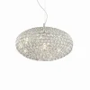 Suspension Ideal Lux ORION Chrome, Aspect cristal, 8 lumières