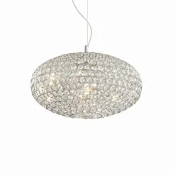 Suspension Ideal Lux ORION Chrome, Aspect cristal, 8 lumières