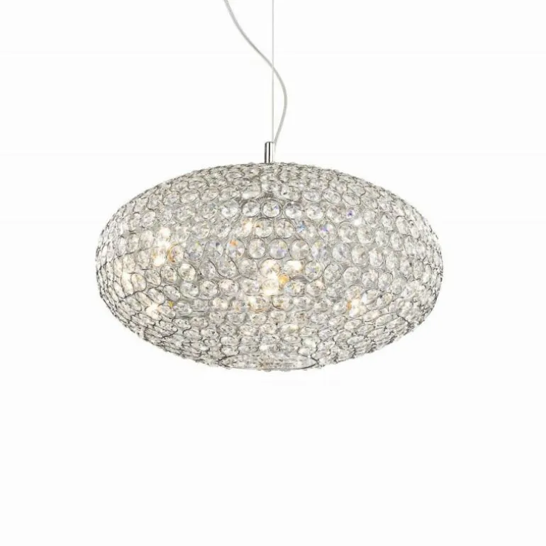 Suspension Ideal Lux ORION Chrome, Aspect cristal, 8 lumières