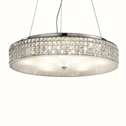Suspension Ideal Lux ROMA Chrome, Aspect cristal, 12 lumières