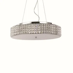 Suspension Ideal Lux ROMA Chrome, Aspect cristal, 9 lumières